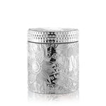 green tea and lemongrass scented candle in silver case